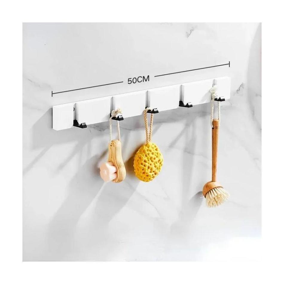 Living Room Coat Rack Hangers Household Items Creative Wooden Invisible Door Row Hook Foldable Clothes Bag Key Hanging Hook