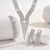 Design Sense Full Diamond Super Flash Tassel Necklace, Earrings, Bracelet Jewelry Set Bridal Jewelry Set