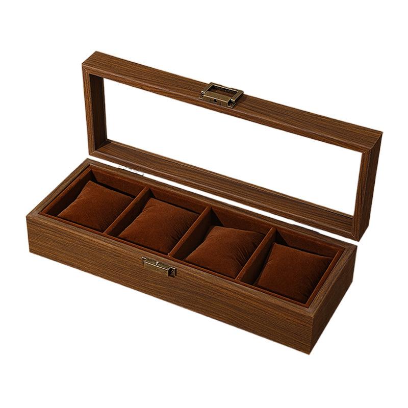Retro Spot Wooden Watch Storage Display Box Black Walnut Collection Box Household 2-digit 4-digit Jewelry Storage Box