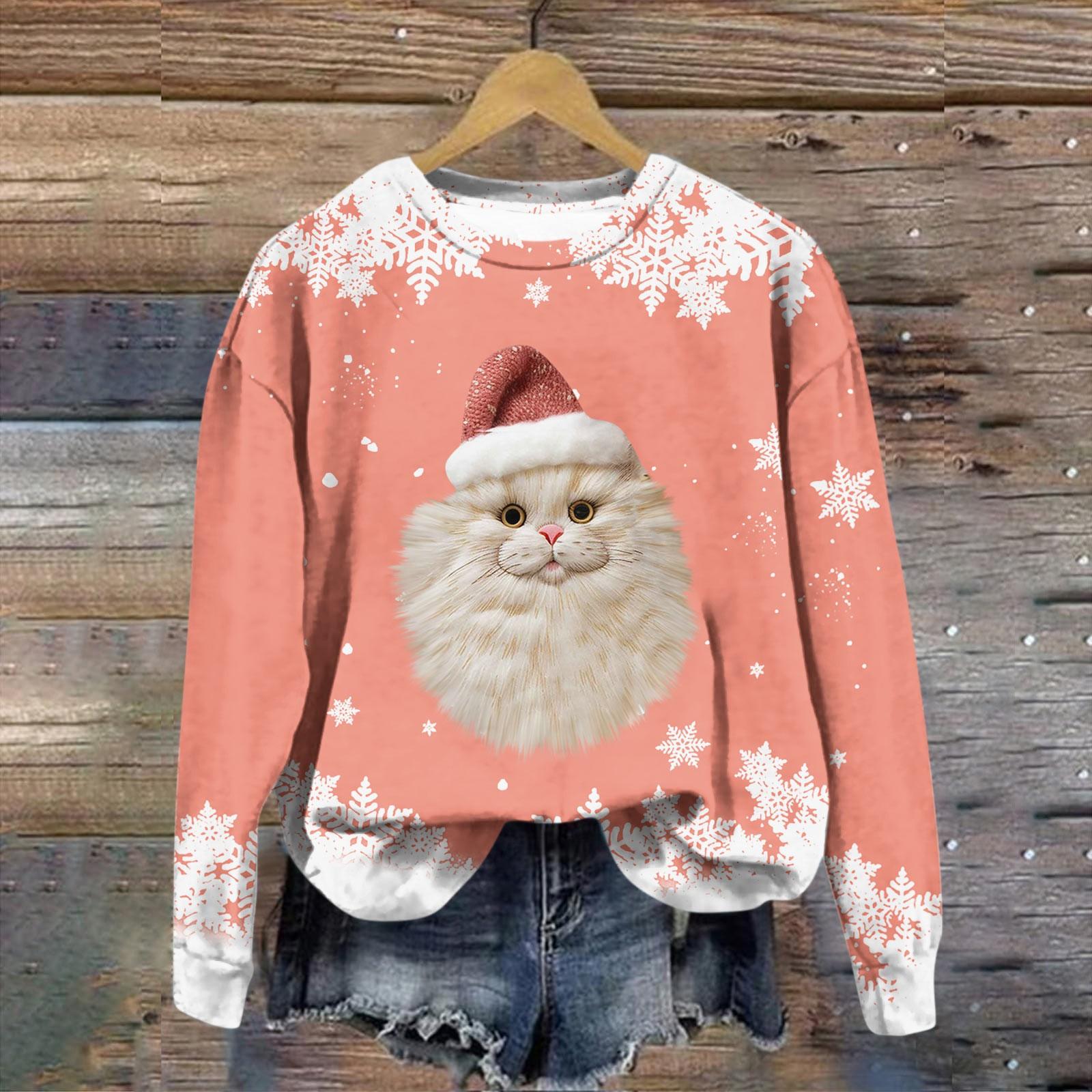 

Женская модная рождественская принтованная толстовка с длинным рукавом и круглым вырезом L