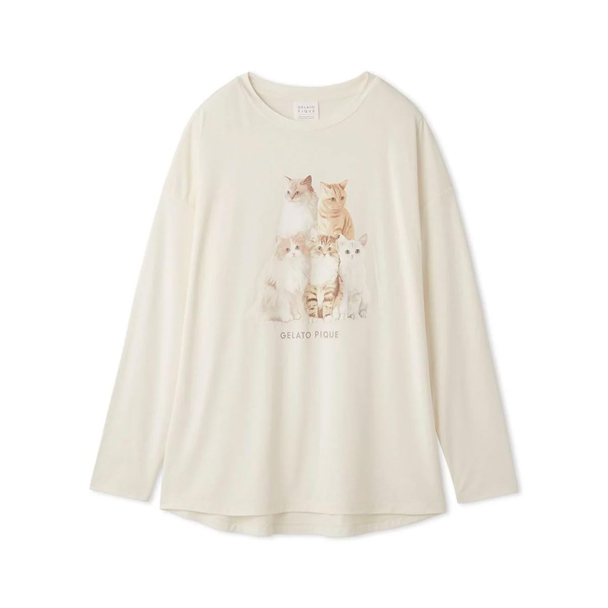 

Gelato Pique CAT Long Gelato Pique Roomwear Free Women s One-Point T-Shirt, Pajamas, (OW-Off White, Size)