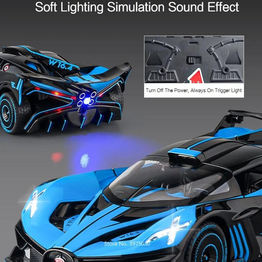 1:24 Bolide Apollo EVO Automodell Spielzeug Stoßdämpfung Spray Sportwagen Musik Licht Rückziehmodelle Spielzeug Heimdekoration Dekoration