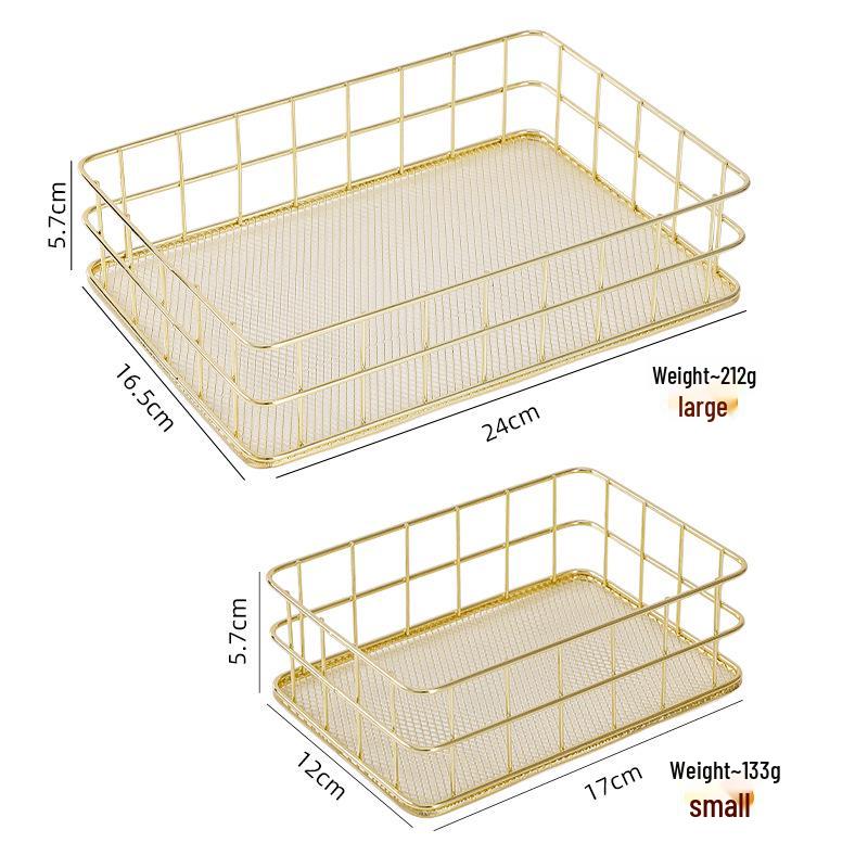 Minimalist Iron Art Desktop Organizer - Snack & Cosmetic Storage Basket