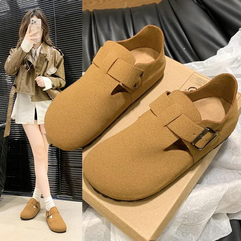 Plateau-Sneaker Retro Schuhe für Damen 2024 Neu Runde Zehenpartie Freizeitschuh Bequemer Slipper Flacher Schuh Luxus Damen-Sneaker Loafer