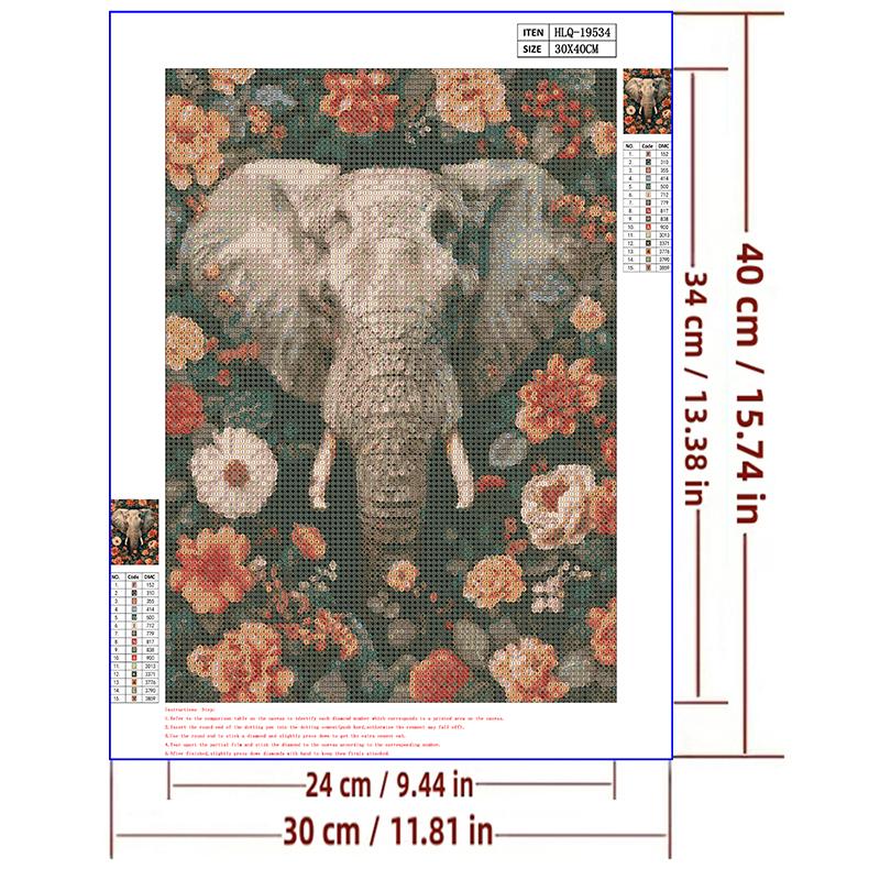 5d DIY Diamond Painting Cross Stitch Animals Elephants Flowers Diamond Embroidery Mosaic Full Round Drill Home Decor Arts