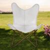 Leather Butterfly Chair Foldable Iron Frame Lounge Accent Relax Armchair