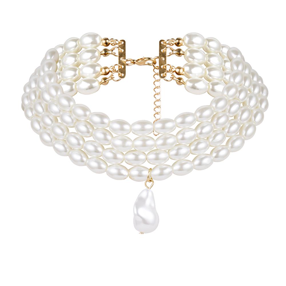 Perlenschmuck, Geschenk, mehrschichtige Halskette, elegante Faux-Party