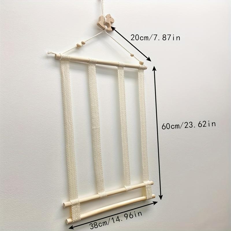 Wall-Mounted Hair Accessories Organizer Macrame Canvas Hanger with Multiple Hooks for Bows, Scrunchies & Clips Storage Display Rack, Hair Accessories