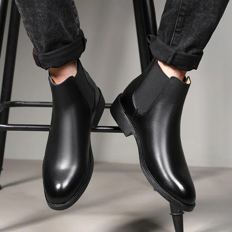 Fashion women's Classic Retro Genuine Leather Chelsea Boots women Fashion Ankle Boot Mens Casual British Style Short Boot High-Top Shoes