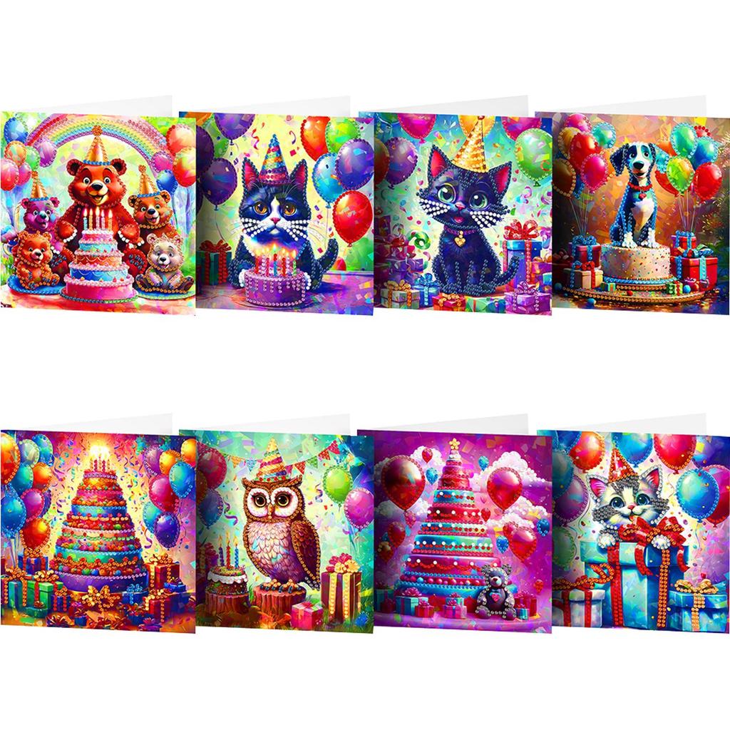 8Pcs Flower Envelope Rhinestone Painting Card Kit Diamond Daily Wish Card Diamond Painting Greeting Card for Adults Beginners