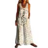 2026 Women's Vintage Summer Cotton and Linen Button Pocket Comfortable Sleeveless Casual One-piece Wide Leg Jumpsuit