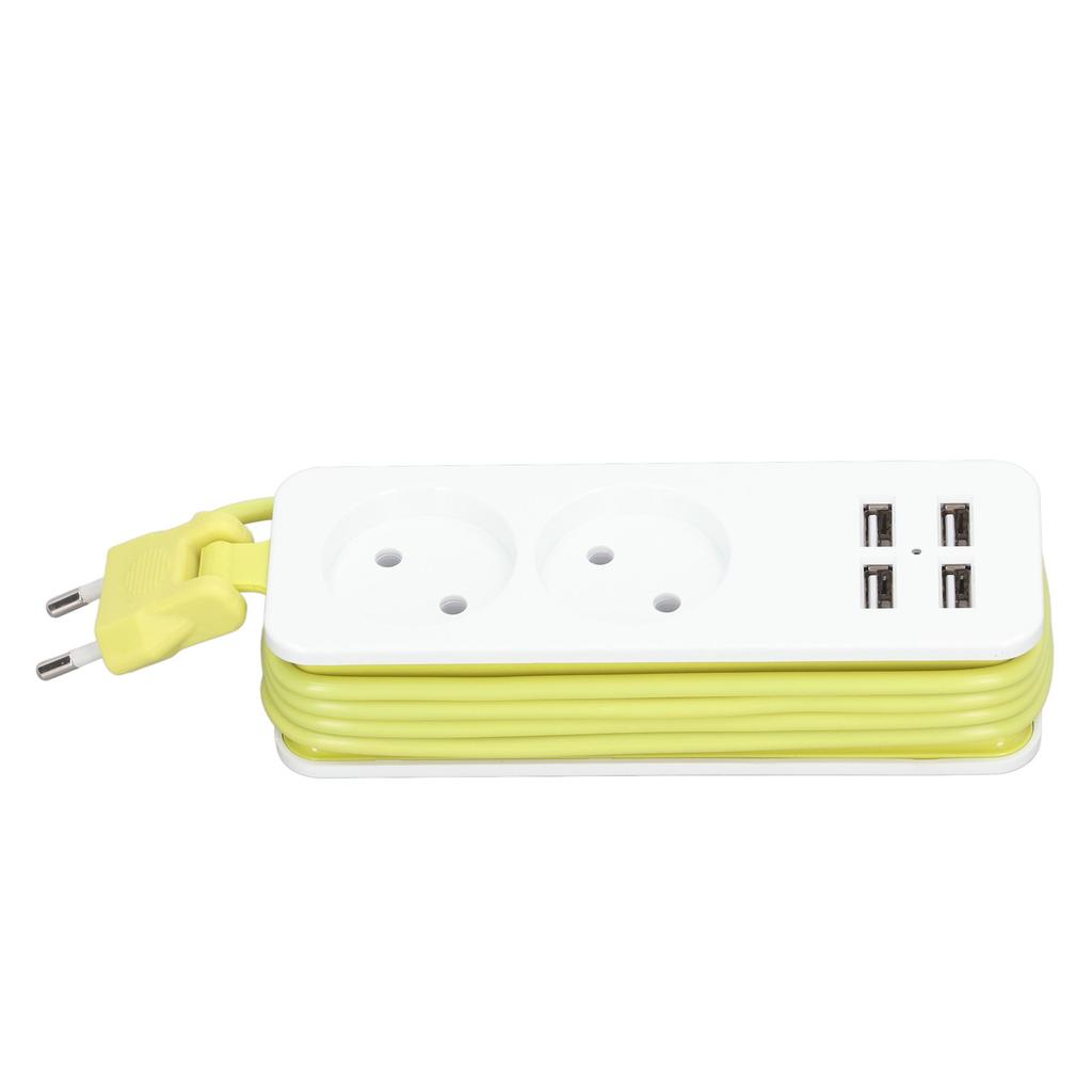 Régua de Energia 1200W 10A 2 Tomadas Redondas 4 Portas USB Tomada de Energia para Telefone Laptop