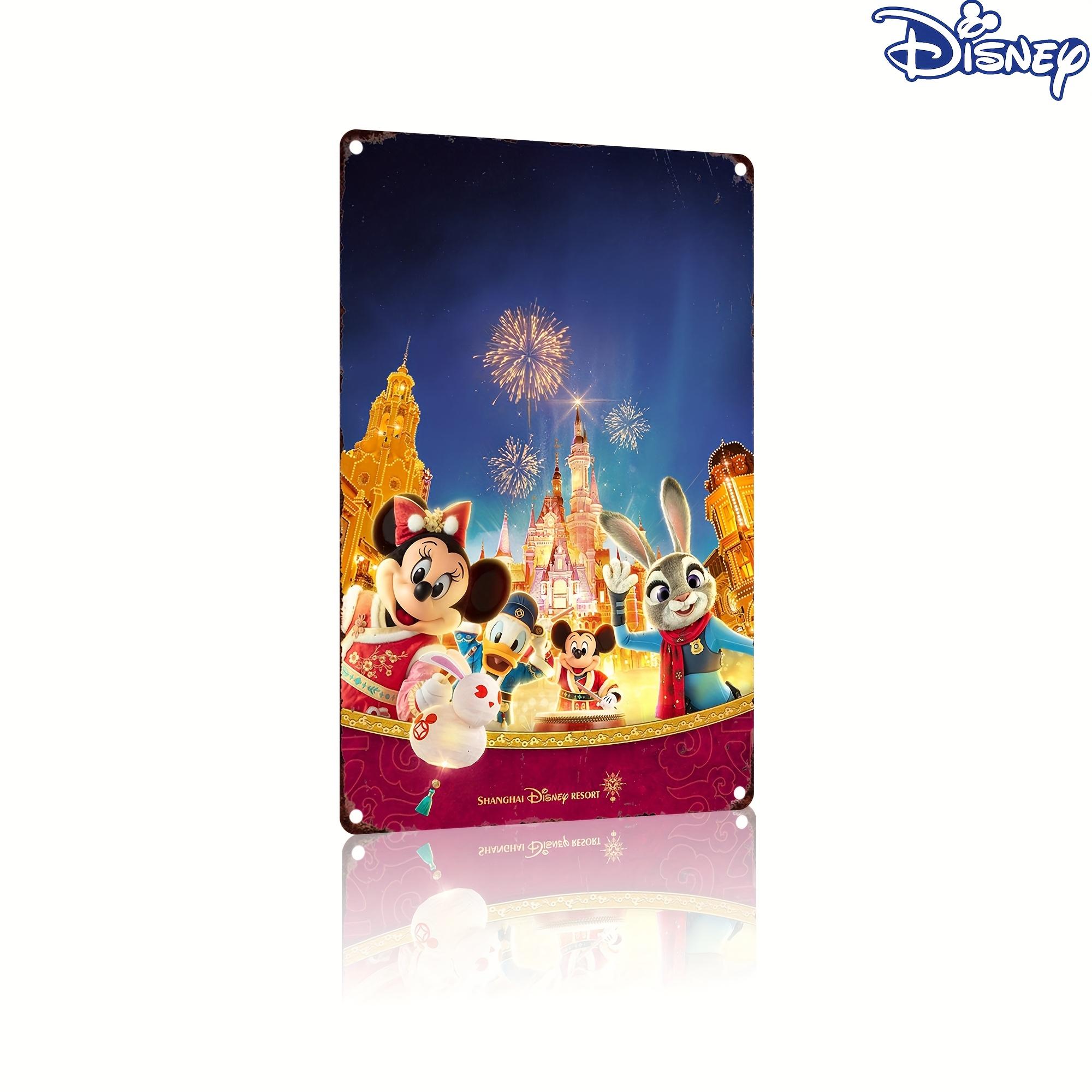 

1 шт. Металлическая жестяная табличка Disney Shanghai Resort - Празднующие красочные персонажи Диснея, Прочное 20,32x30,48 см Ретро настенное искусство для Ga 20x30cm（7.8x11.8inch）