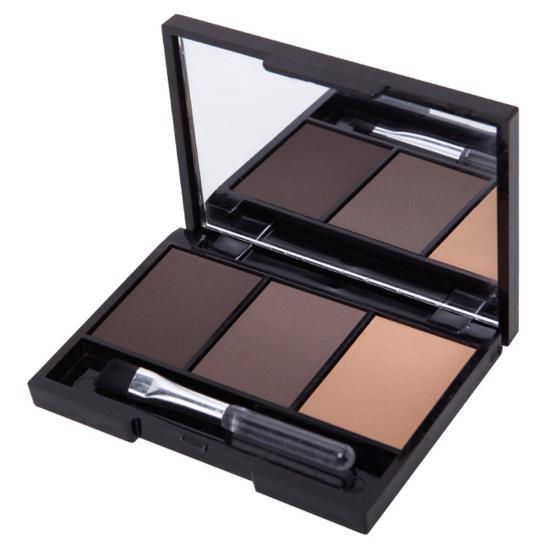 3 Farben Augenbrauenpuder mit Pinsel Spiegel Lang anhaltend Schweißfest Kosmetik