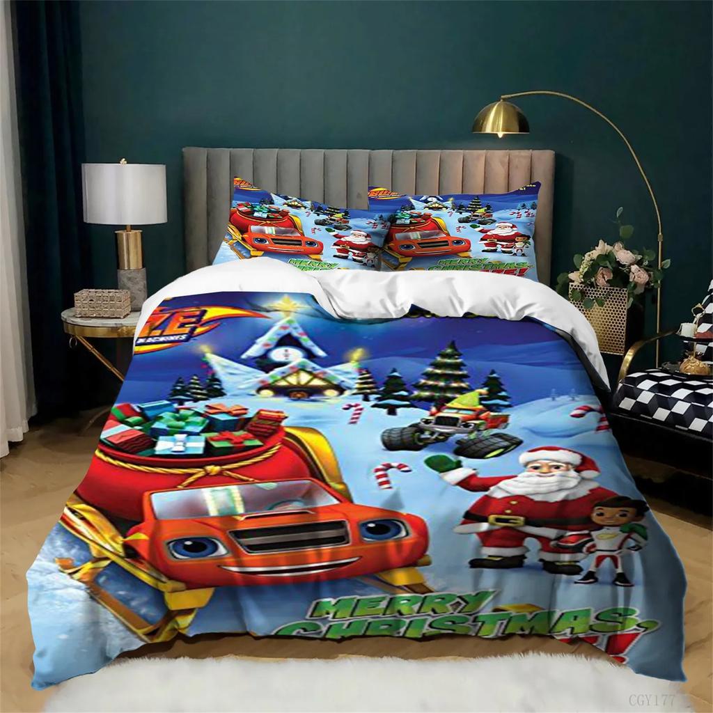 Blaze and the Monster Duvet Cover Pillowcase M/Monster Mach/ines Bedding Set Youth adults Girl Boys Bedroom Decoration Large Siz