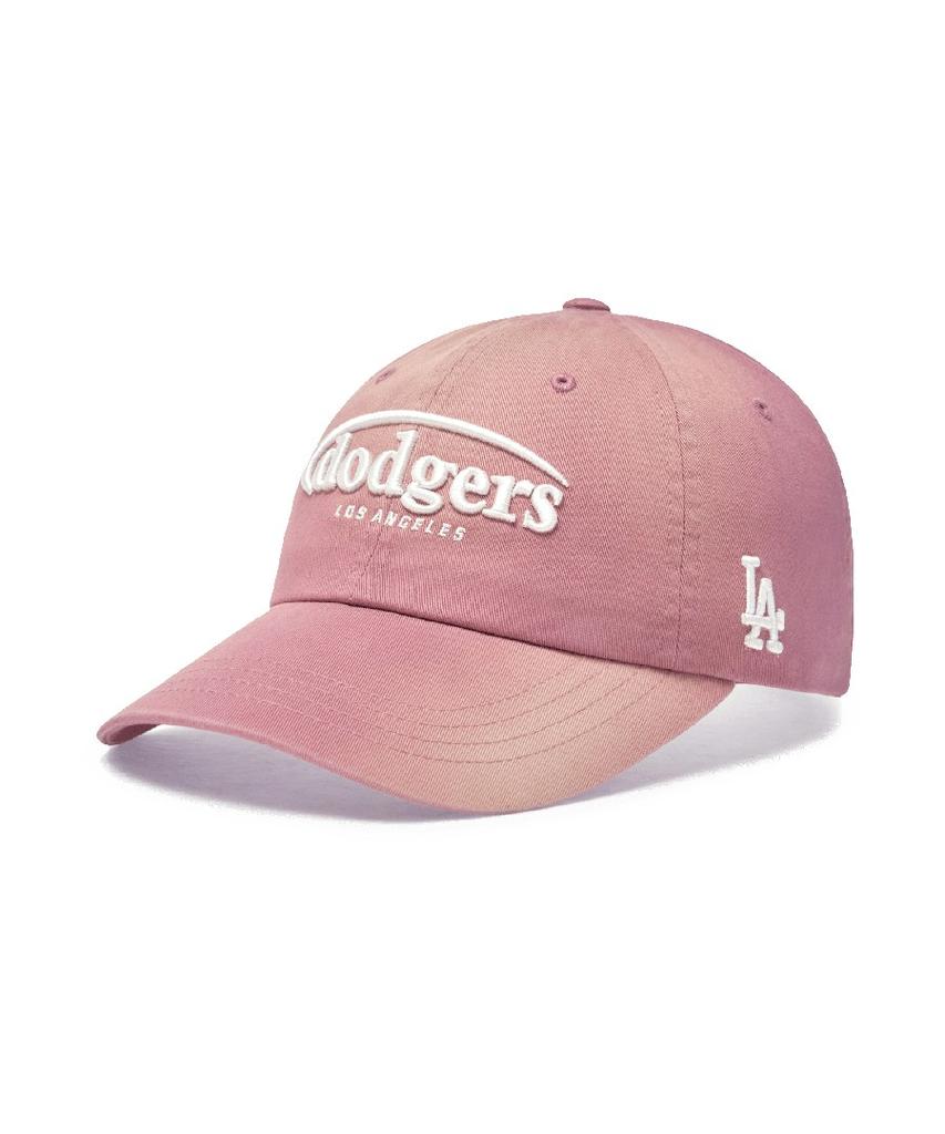 Emelbi Vintage Washed Curve Logo Unstructured Ball Cap La (Pink)