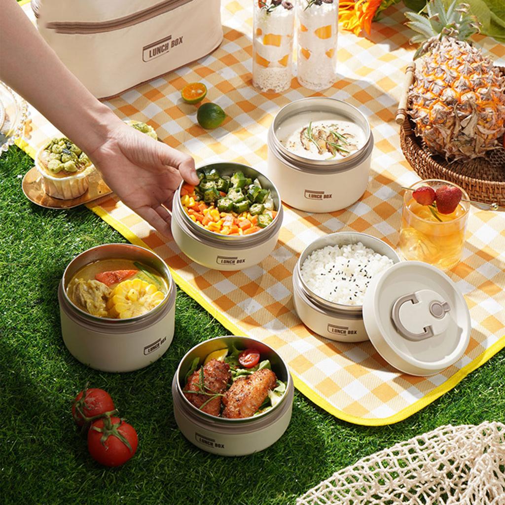 304 Rostfritt Stål Termisk Matlåda Bärbar Isolerad Matbehållare Stapelbar Läcksäker Matbehållare Isolerad Matlåda