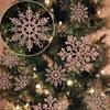 36 Pack Plastic Rose Gold Snowflake Ornaments , Hanging Decorations For Winter Christmas Tree
