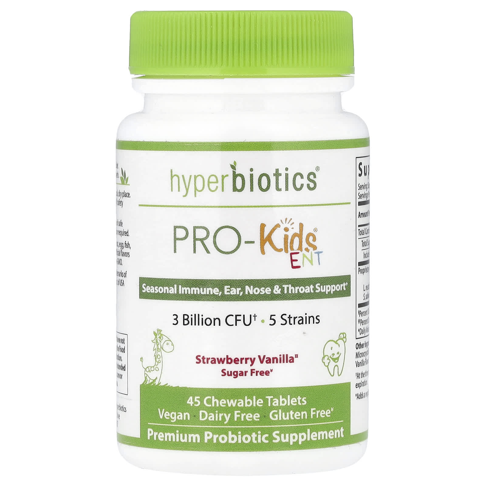 

Vital Nutrients, PRO-Kids ENT, без цукру, полуниця-ваніль, 3 мільярди КУО, 45 жувальних таблеток
