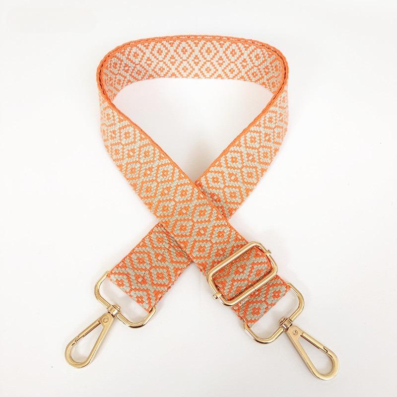 New Thickened Canvas Webbing Colored Jacquard Rhombus Adjustable Shoulder Crossbody Long Strap Women's Bag Accessories Broadband