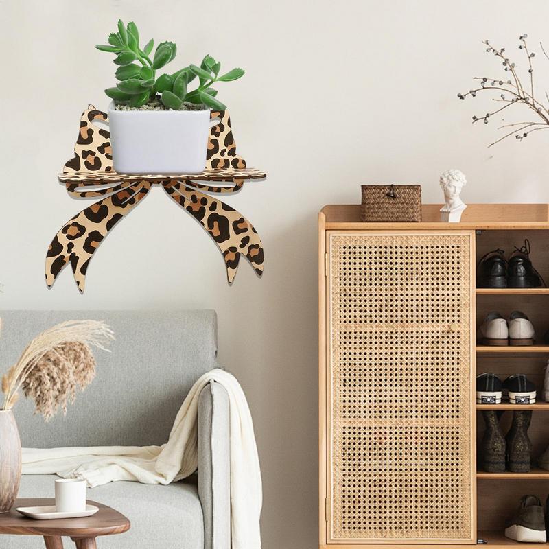 Creative Floating Rack Decorative Wooden Floating Shelves Bow Wall Shelves Small Wall Decor No Drill Display Rack For Bedroom &