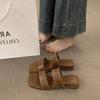 Mode Französisch Retro Nieten Design Schrägabsatz Hausschuhe für Damen 2025 Sommer Outdoor Offene Zehen Atmungsaktiv Bequem Mode Sandalen