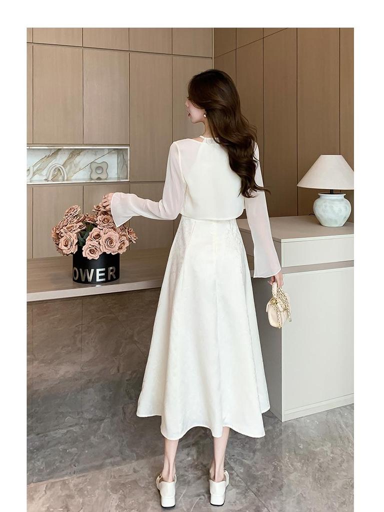 Spring Fairy-Style Sweet Slim Fit Cardigan & Dress Set