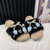 High-end Fluffy Slippers Women's Outer Wear 2025 New Autumn and Winter Home Warm Fashion One-word Cotton Slippers