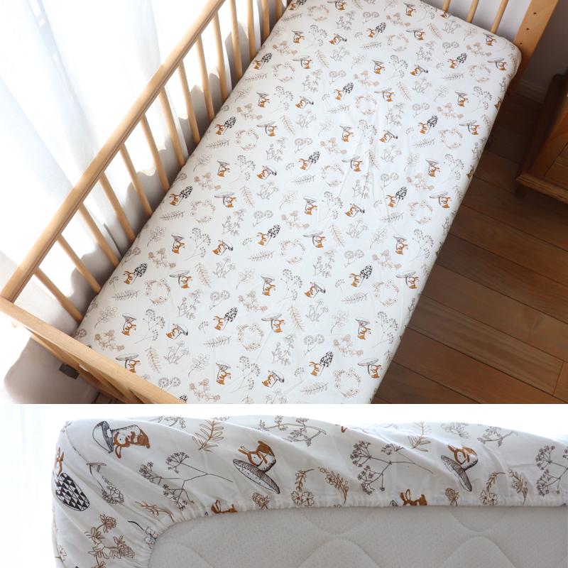 Baby Crib Fitted Sheet For Newborn Soft Cotton Bed Cot Mattress Cover With Rubber 130x70cm