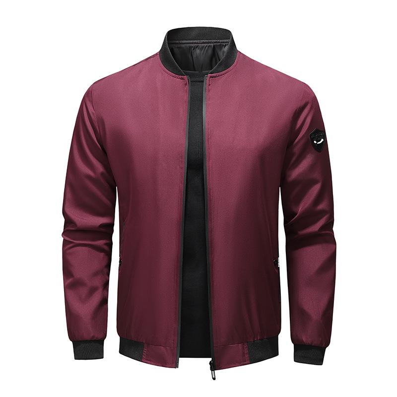

Men s Solid Color Casual Jackets for Spring and Autumn 4XL вина червоного кольору