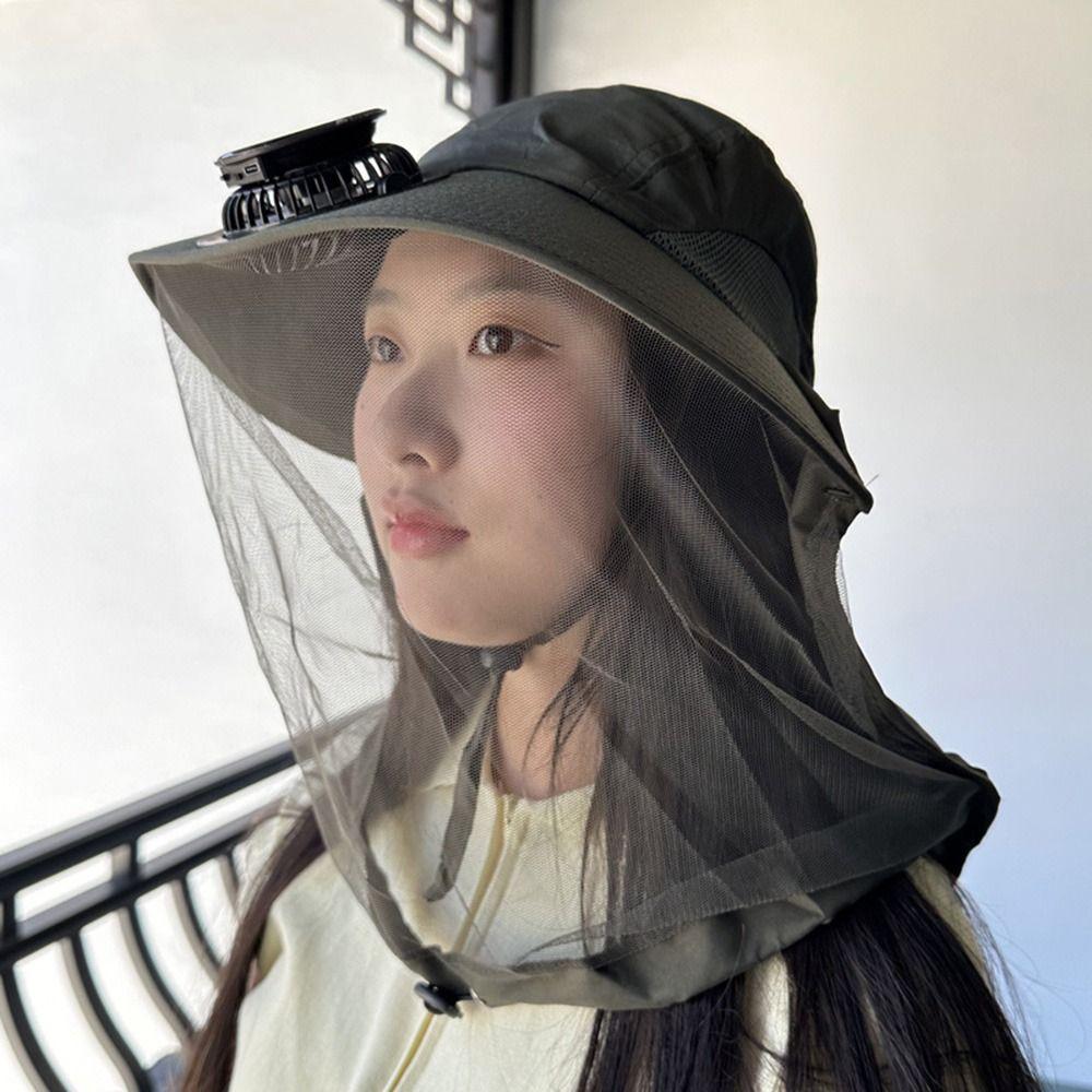 USB Charging Solar Powered Fan Hat Wide Brim Mosquito-proof Hat Universal Fisherman Hat  Summer
