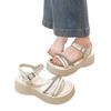 Platform-soled Muffin Fairy Rhinestone Cross-elastic Strap Sandals 2025 Summer Wear Versatile High-heeled Women's Shoes