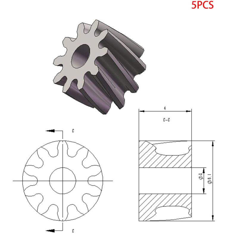 5 Pezzi 0,5M 10T Riduttore Ingranaggio Elicoidale Per Motore 37Gb Ingranaggio Motore 520 3530 545 550 Motore Fai da te Diametro Foro 2,0 3,0 3,16Mm
