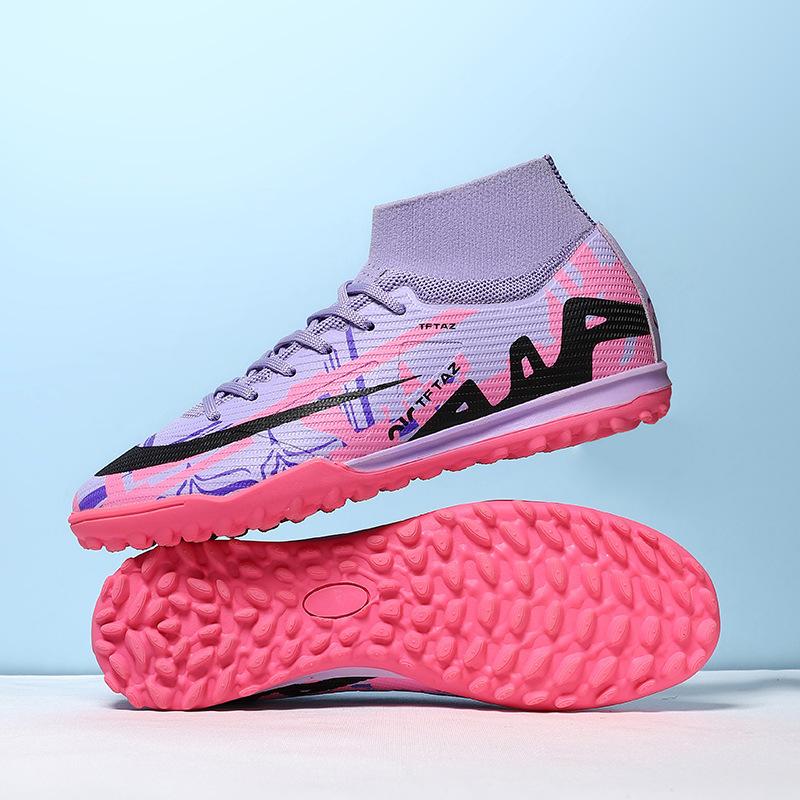 New seamless fly-woven European Cup high-top football shoes, youth spikes, professional training sports shoes