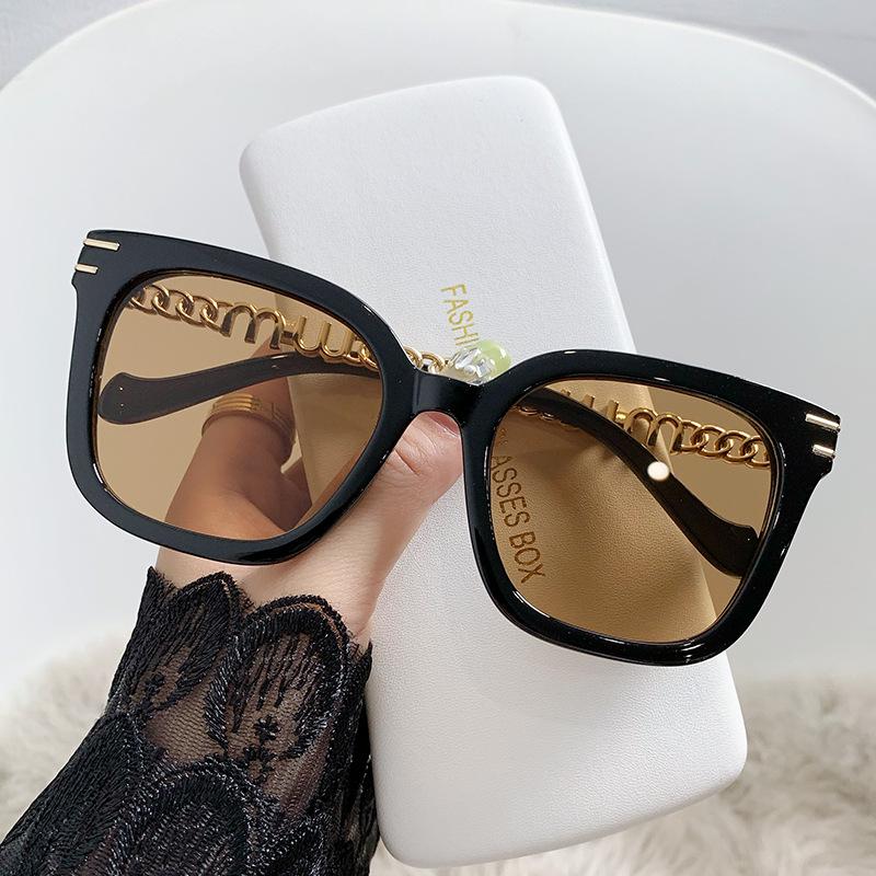 1PC Fashion Women's Goggles, Large Frame Square Chain Leg Sunshade Glasses, Sunscreen Sunglasses, Outdoor Travel Glasses