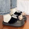 Explosive Super Soft Removable Wool Cotton Slippers Women's 2025 New Winter Out Foreign Style Cute Cartoon Bag Head