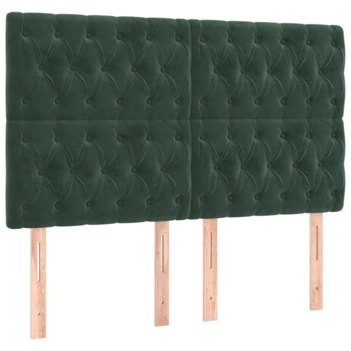 3116719 vidaXL Têtes de lit 4 pcs Vert foncé 72x7x78-88 cm Velours