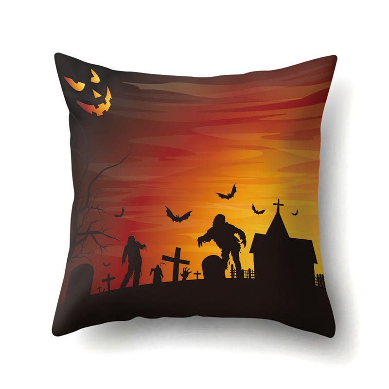 Halloween Polyester Pillow Case Car Waist Pillow Pumpkin Sofa Cushion Cover Office Living Room Pillow Case