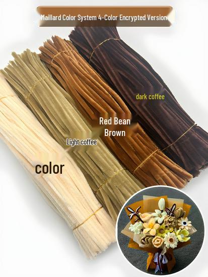 Thickened White Chenille Pipe Cleaners - Mixed Colors for DIY Bouquet Crafts