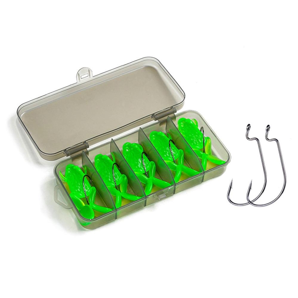 

5pcs 5g 10g Mini Frog Bait Mix Color Fishing Gear Product Soft Frog Fishing Lures 5g-Transparent Green