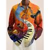 2024 New Men's 3D Art Painting Fashion Print Single Breasted Long Sleeve Shirt Casual Shirt Men's Loose Lapel Long Sleeve