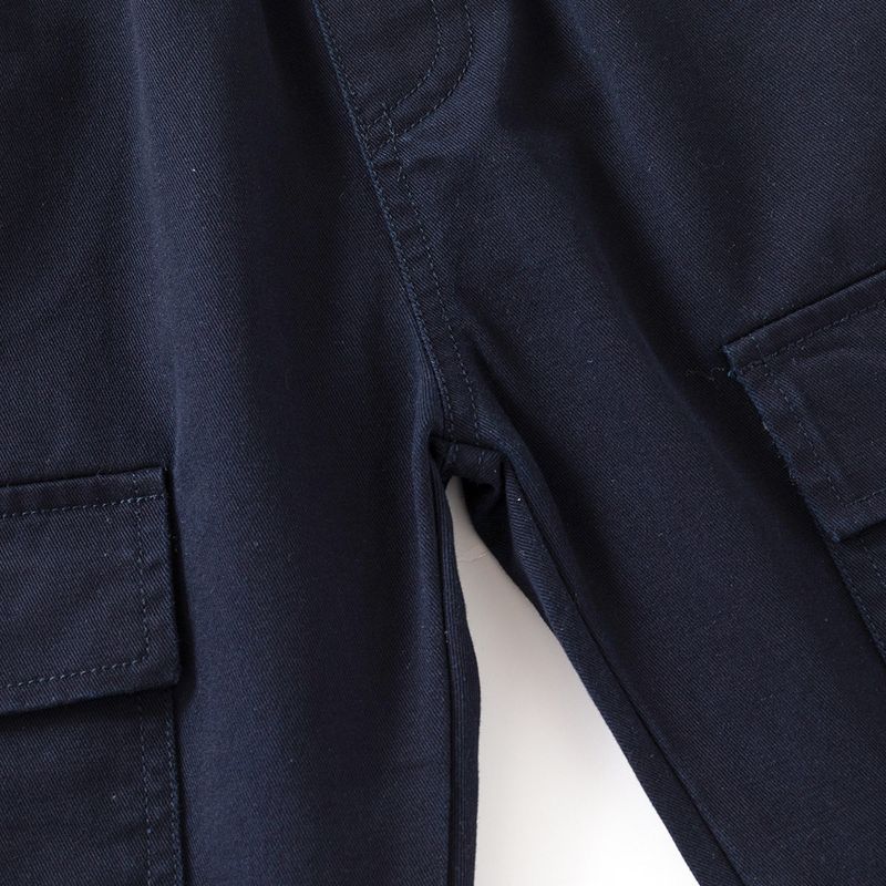 Children's Clothing Spring and Autumn Kids Pointed Pocket Pants Boys Solid Color Casual Pants Trendy Style Boys Baby Mid Waist Pants