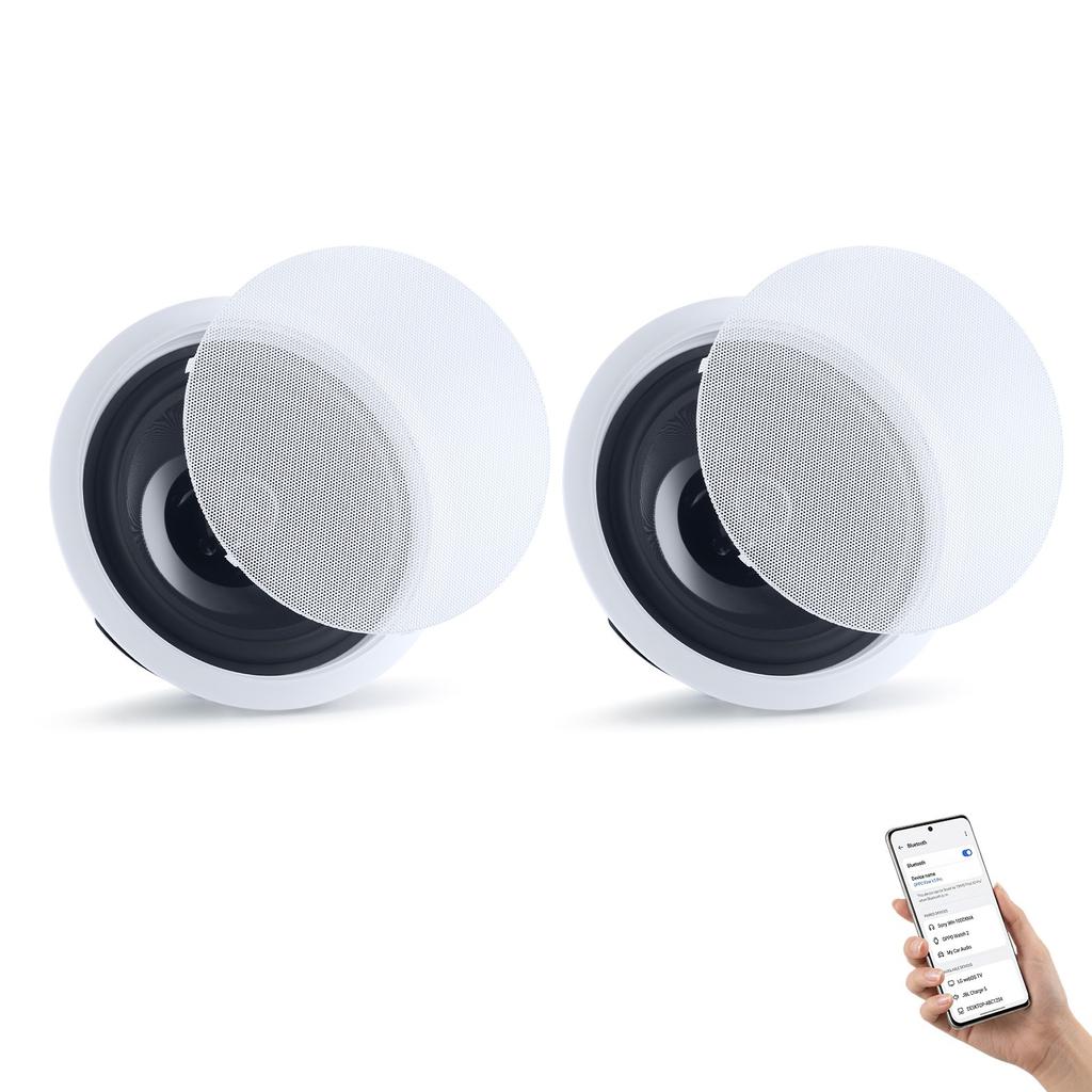 VEVOR Bluetooth Ceiling Speakers, 203.2mm, In Ceiling & In-Wall Speaker System with Amplifier, 2-Way Flush Mount Speakers