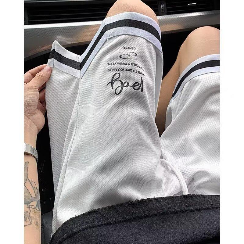 

Сетчатые шорты для баскетбола из ледяного шелка, мужские летние брюки, тонкие спортивные универсальные повседневные шорты до колена One size