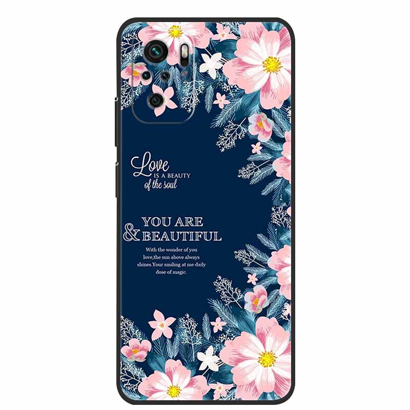 Für Xiaomi Poco M5s Hülle Luxus TPU Weiches Silikon Handy Rückseite für PocoM5s Stoßfest Blumen Niedliche Cartoon Blumen Neue Hülle