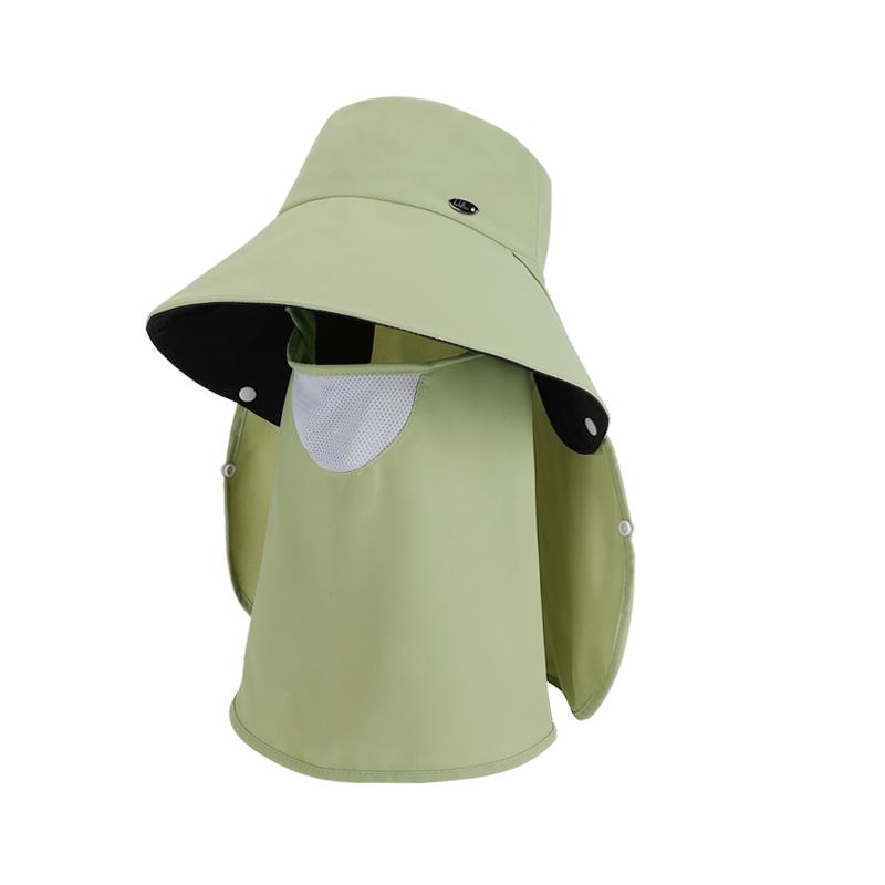 Outdoor Cycling Sun Hat In Spring and Summer, Women's Detachable Face Mask, Large Brim, Fisherman's Hat, Shawl