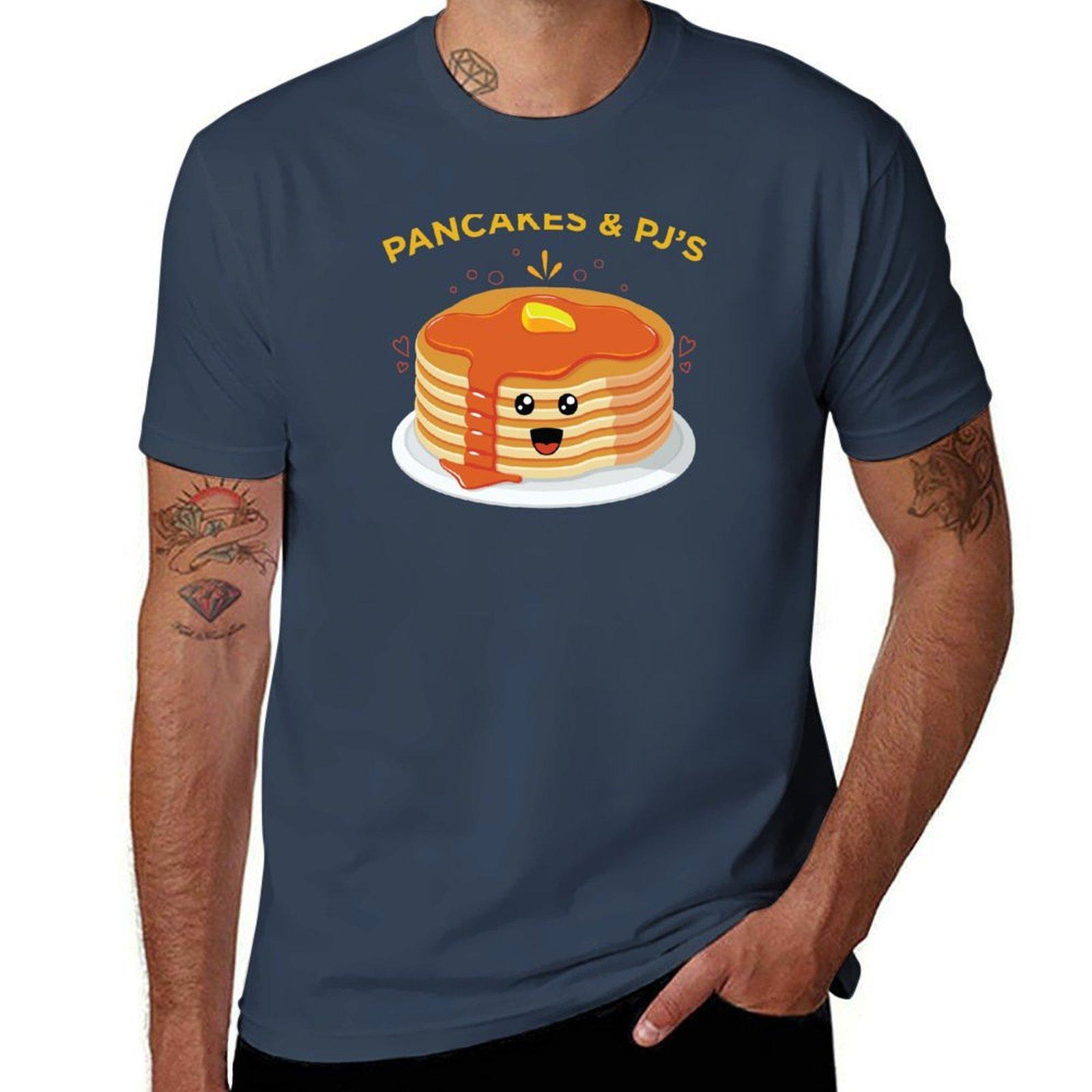 Slumber Party Breakfast Pancakes And Pajamas Product Tshirt Simple Solid Color Crew Neck Tee S