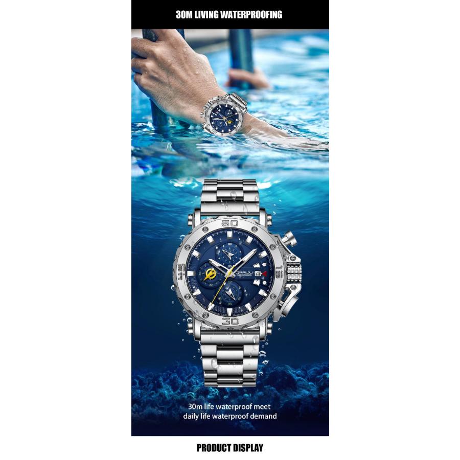 Pánské hodinky Luxusní Velký ciferník Nerezová ocel Vodotěsné Chronograf Náramkové hodinky s datem Relogio Masculino