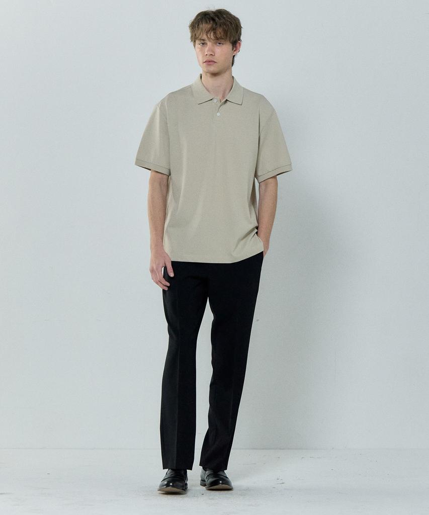 BASIC HOUSE Linen-Like Tapered Fit Slacks Black Lzpt3104