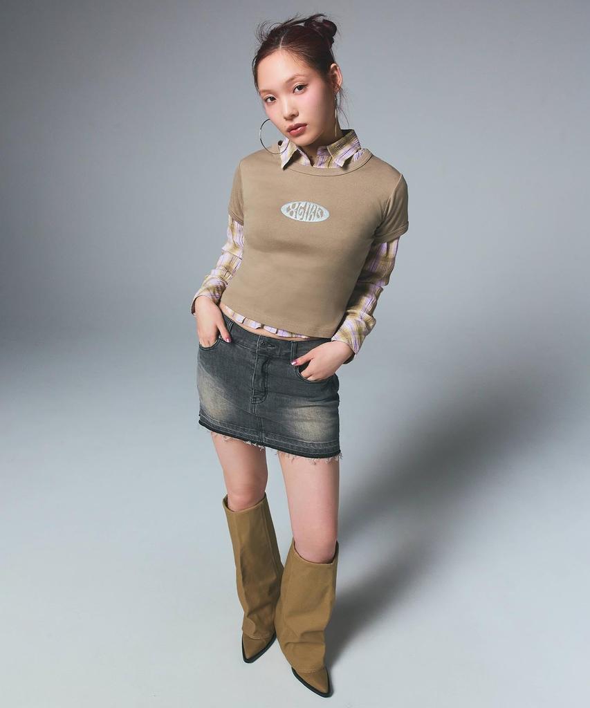 METAL OVAL LOGO BABY TEE 105252011027 BEIGE M X-girl S/S